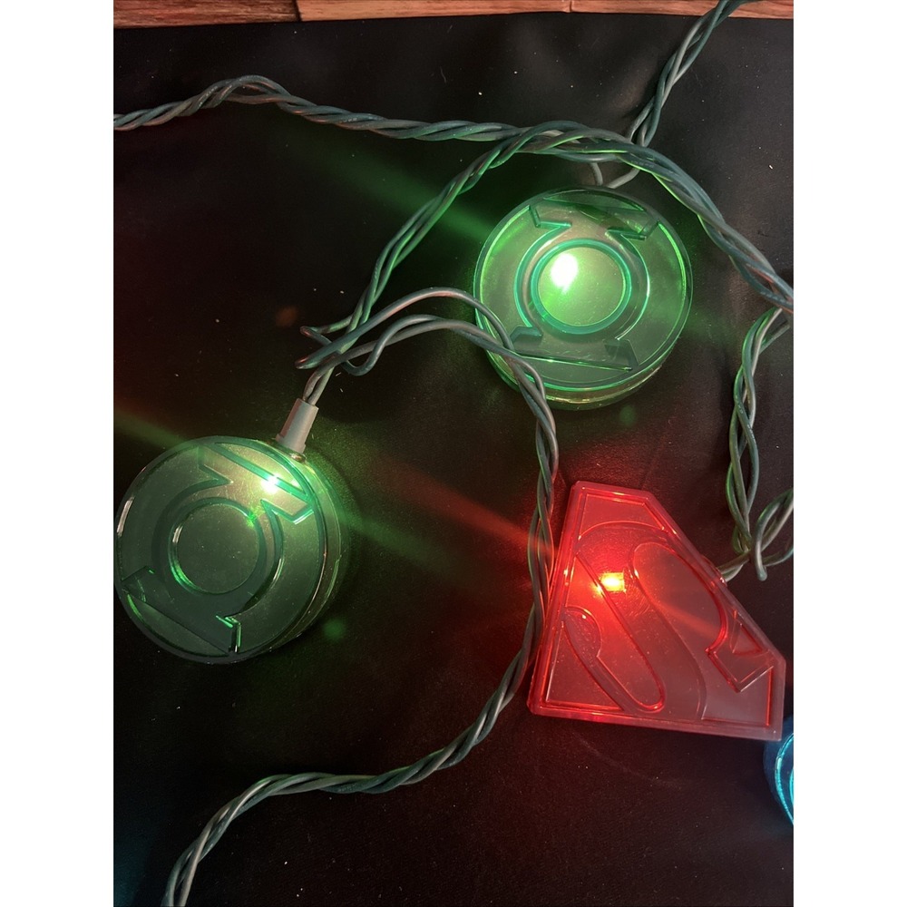 Justice League 10 Count String Lights Green Lantern Batman Superman Christmas - Picture 3 of 3